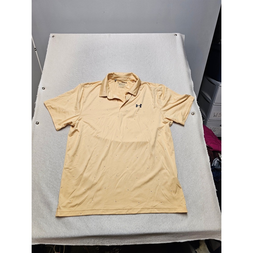Under Armour Playoff Polo Mens XL Orange Peach Micro Dot Short Sleeve Golf Shirt